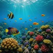 © Bijac - Crystal Clear Tropical Ocean Underwater Scene with Marine Life and Coral Reef