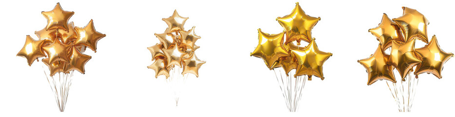 Wall Mural - Golden star balloons, perfect for adding a touch of festive celebration.