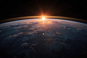 Wall Mural - dawn seen from orbit around the globe, space perspective.
