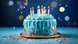 © Emily - blue birthday cake with sprinkles and confetti