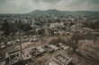© AkuAku - War-torn deserted land with ruined cemetery in a post-apocalyptic setting