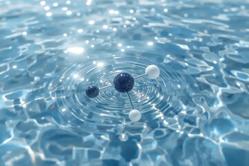 Wall Mural - digital illustration of a molecule against a watery backdrop