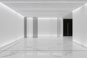 Wall Mural - inside a vacant monochrome space with contrasting light and dark walls