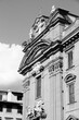 Saint Firence church - landmark of Florence, Italy. Black and white photo vintage style.