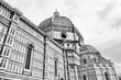 Santa Maria del Fiore - landmark of Florence, Italy. Black and white photo vintage style.