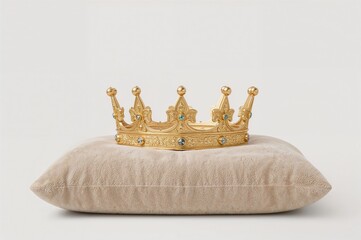 Wall Mural - royal crown resting on a cushion against a plain white backdrop