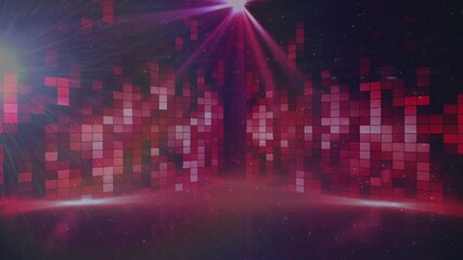 Wall Mural - animation of red and pink scenic lights in black space