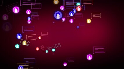 Wall Mural - animation of media icons over black background