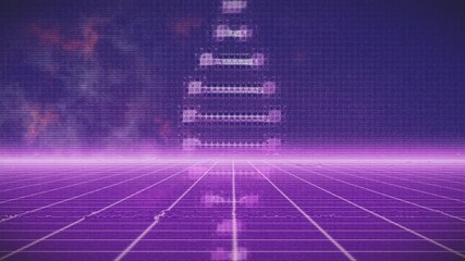 Wall Mural - Animation of dna over navy and purple digital space