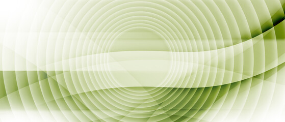 Canvas Print - bright green shiny abstract minimal geometric background with waves linear circles