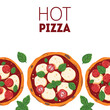 © DiViArts - Italian Pizza frame. Italian food. Vector illustration. Hand drawn flat food style. Top view. Menu, package, logo, design template.