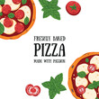 © DiViArts - Italian Pizza frame. Italian food. Vector illustration. Hand drawn flat food style. Top view. Menu, package, logo, design template.