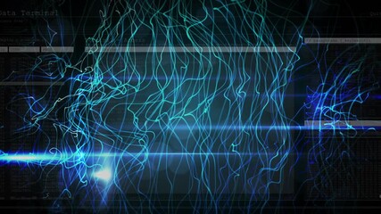 Wall Mural - Animation of waves and lights on black background