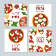 © DiViArts - Italian Pizza. Banner set. Italian food. Vector illustration. Hand drawn flat food style.  Top view. Menu, package, logo, design template.