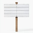 © Bang - Blank weathered white wooden sign on a light brown post