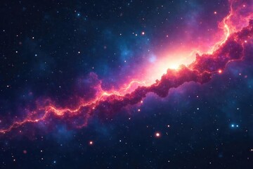 Wall Mural - cosmic connection a glowing ethereal cord links distant galaxies in a deep space panorama, pulsating