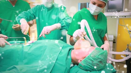 Wall Mural - animation of molecules over diverse surgeons operating