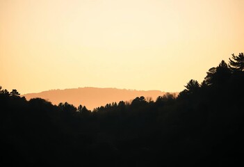 Wall Mural - Continuous horizontal silhouette of a deciduous forest, ideal for background use,  vector, seamless