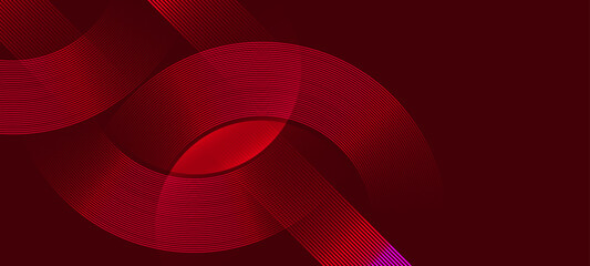 Wall Mural - red geometric abstract background with curved line patterns