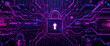 © Red - Abstract Halloween data accessories theme cyber security system with digital 4d locks on the middle attached with block chain technology, in dark purple and violet pink with golden outlines colors mul