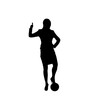 © Raju - A strong, confident female business professional silhouette, poised with a thumbs-up gesture and holding a soccer ball.
