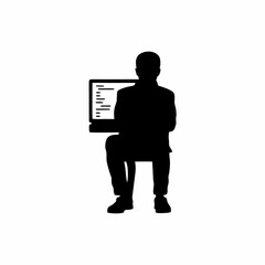 Silhouette of a person coding on a computer with ai assistance