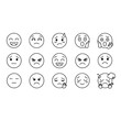 © Ana Julia Solaira - Emoji face expression vector set emotion outline character design graphic illustration collection vector art