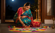 © Rajashree_75 - Women creating colorful rangoli designs to celebrate bright Diwali night