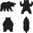 © Mohaiminul - aggressive grizzly bear silhouette icons set side, front, back, and top views vector art illustration
