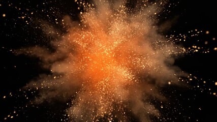 Canvas Print - abstract orange explosion - a vibrant orange explosion bursts against a black background, with parti