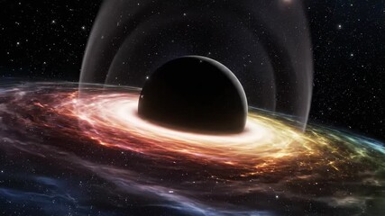 Canvas Print - majestic black hole in cosmos - artistic depiction of a black hole surrounded by a swirling accretio