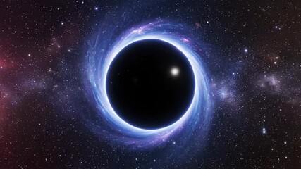 Wall Mural - Majestic Black Hole in Cosmos - An artistic depiction of a black hole surrounded by a swirling accretion disk, set against a backdrop of distant stars and nebulae.