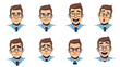 © Sagara stock - Office Man Multiple Mood Expressions Working 8 Hours Business Professional