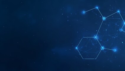 Blue background with a lot of dots and lines. The dots and lines are connected to each other in a pattern