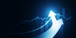 © Habibur Rahaman - A glowing upward arrow with a line graph and bar chart against a dark background