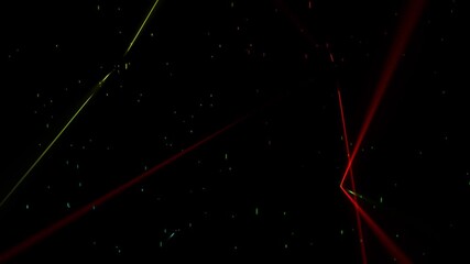 Wall Mural - glowing gradient rainbow light star particle trails with reflecting particles on a black background