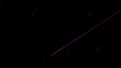 Wall Mural - glowing gradient rainbow light particle trails with reflecting particles on a black background