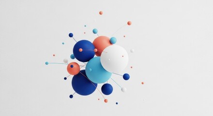 Abstract Spheres Connected by Lines and Dots Representing a Network