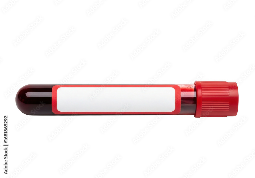 3d blood sample tube with red cap and label Stock Illustration | Adobe ...