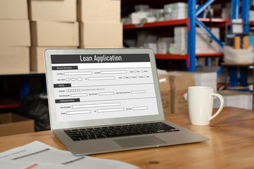 Wall Mural - Online loan application form for modish digital information collection on the internet network