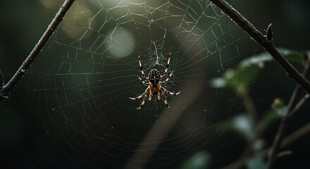 Spiny Orb Weaver Spider in its Web.