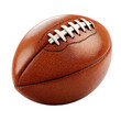 © Calanggo - Detailed close-up of a brown leather American football with white laces, isolated