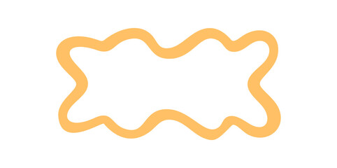 Wall Mural - groovy wavy retro outline rectangle border creates a playful frame shape in bright yellow. retro y2k