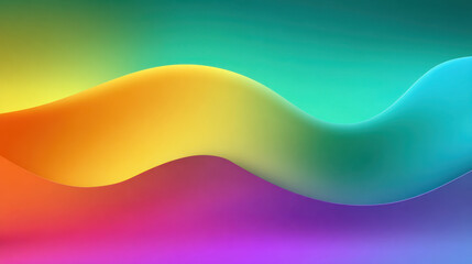 Wall Mural - Vibrant abstract wave design featuring gradient of colors including yellow, green, blue, and pink, creating smooth and flowing visual effect that evokes sense of energy and creativity