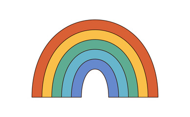 Wall Mural - Groovy y2k rainbow with funky pop shape style. Colorful groovy element brings a happy and positive mood, perfect for retro graphic or creative abstract art backgrounds.