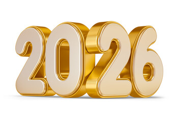 Wall Mural - golden 2026 numbers in 3d render with transparent background