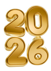 Wall Mural - Golden 2026 Vertical Numbers in 3D render with transparent background