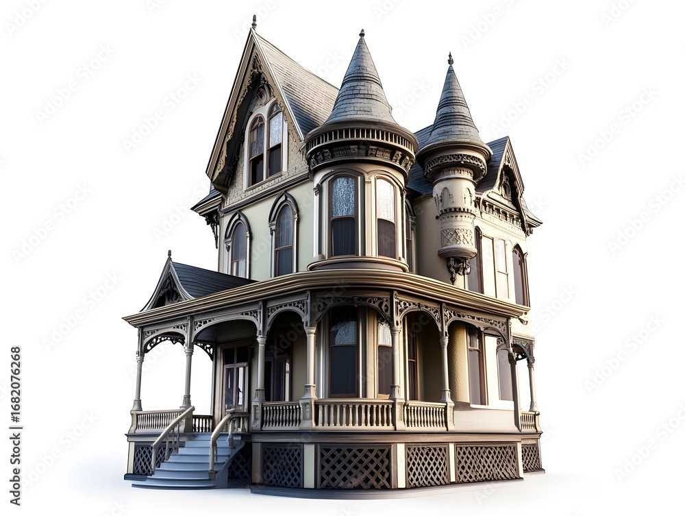 Victorian House - Ornate Historic Architecture with Turret and Gable in ...
