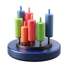 3d colorful cylinders on display stand isolated on transparent background