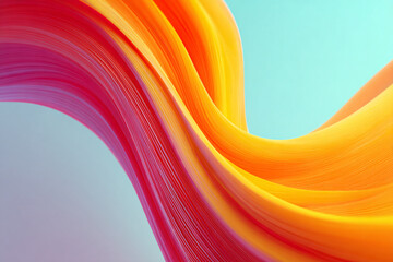 Wall Mural - Abstract wavy background with orange gradient. 3d illustration. banner. smooth surface. orange wave on blue background.